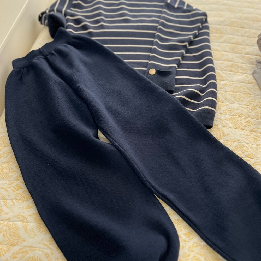 Striped Knit Tunic and Knit Pant Set